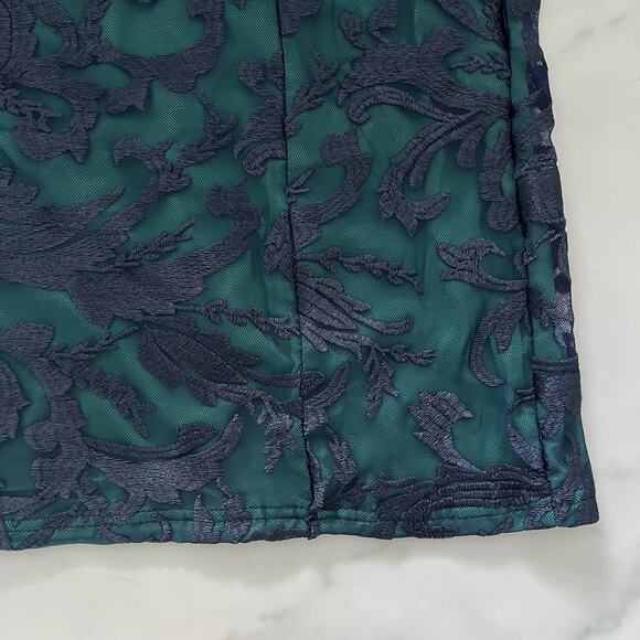 JS Collection Celeste Knee length Navy kelly green lace dress Sz 4 Cocktail Lady - Picture 11 of 12